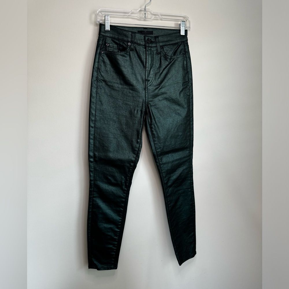 7 For All Mankind - Emerald Green Metallic Jeans Size 26